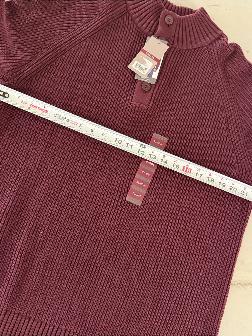Eddie Bauer Sweater Mens Red Maroon Pullover Quarter Zip Size XL NWT - Picture 7 of 8